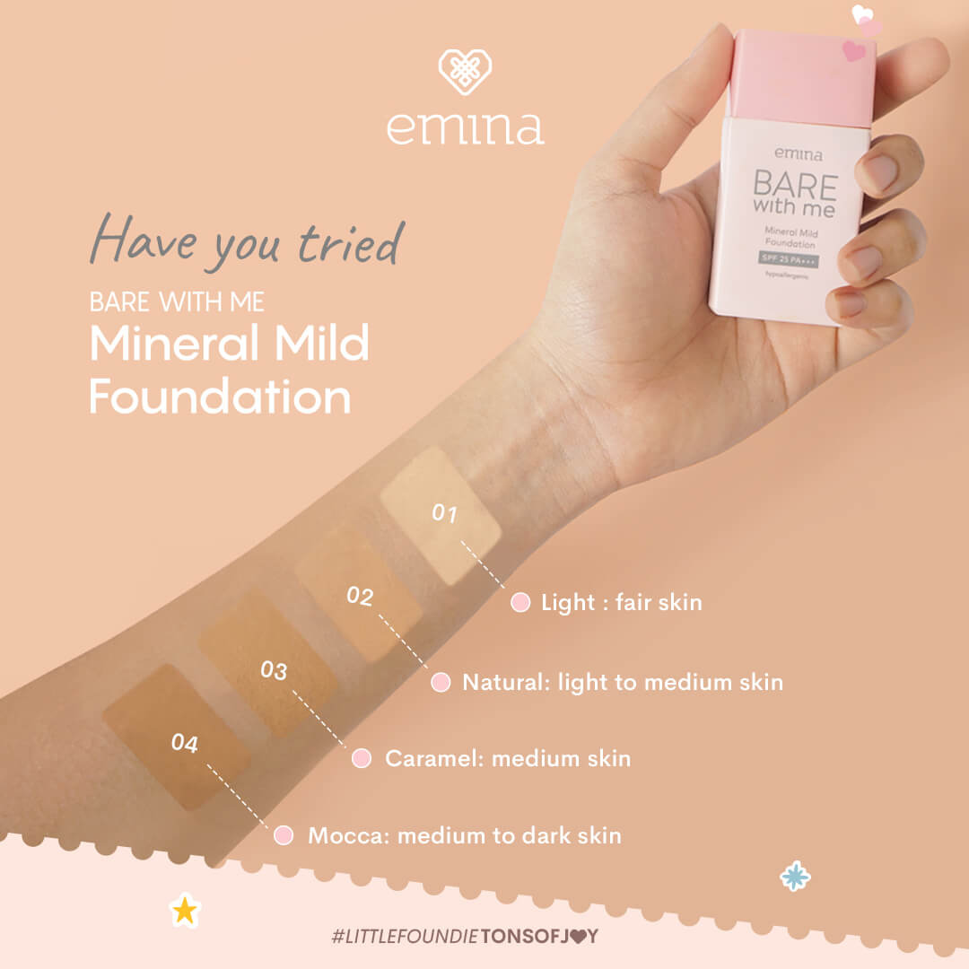 Emina Bare With Me Mineral Mild Foundation - 04 Mocca | 30 ml