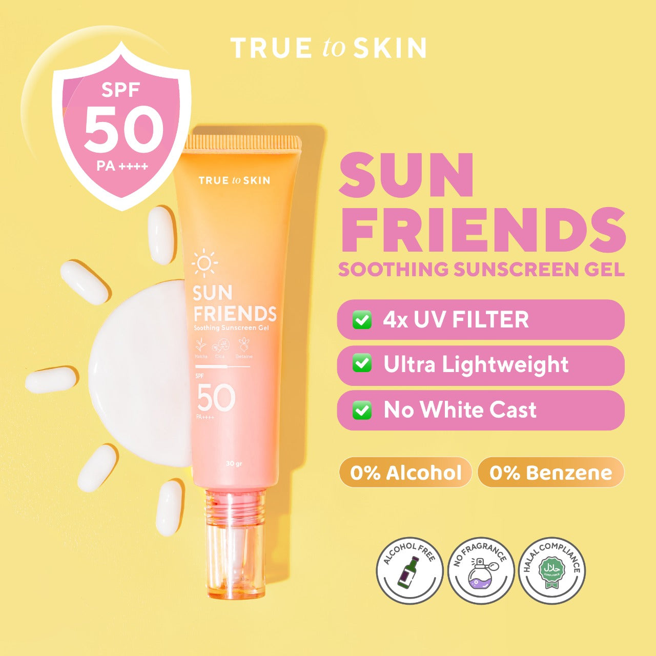 True To Skin Sunfriends Sunscreen Gel SPF 50 PA++++ | 30 ml