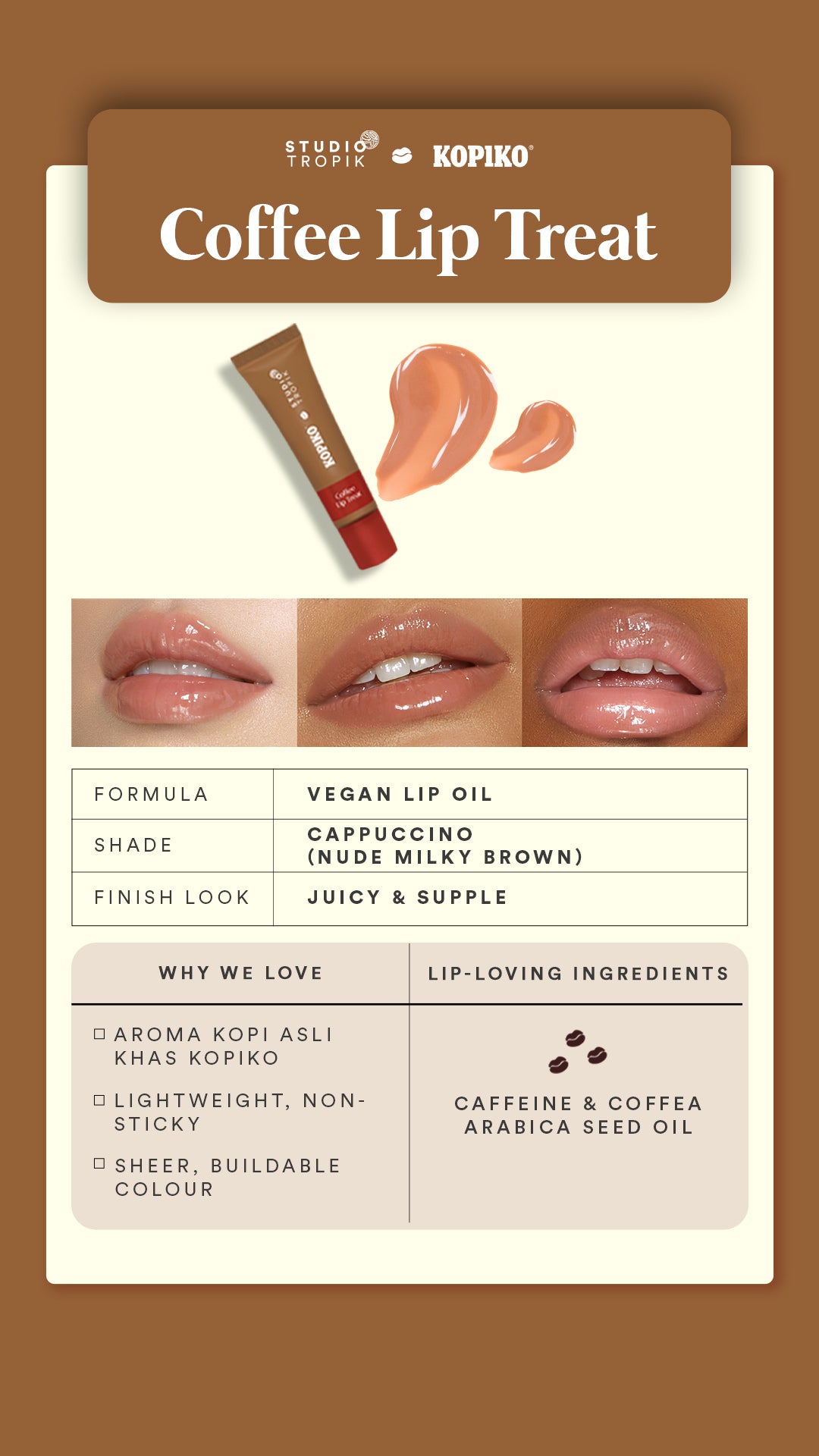 Studio Tropik X Kopiko Coffee Lip Treat - Cappuccino