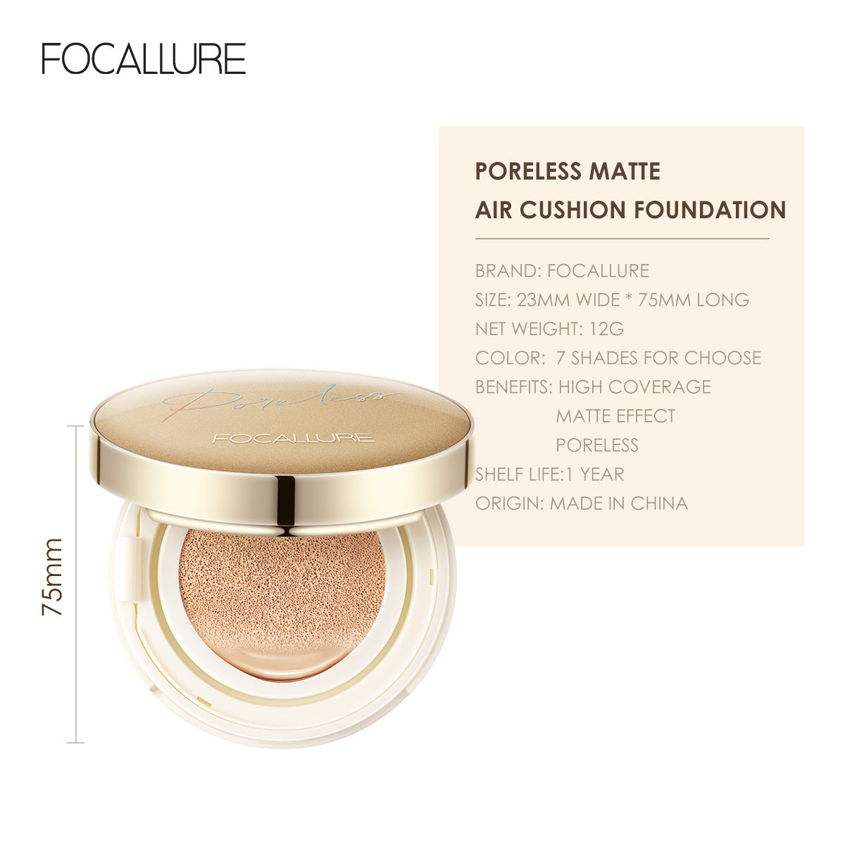 Focallure Poreless Matte Air Cushion Foundation FA198 #102