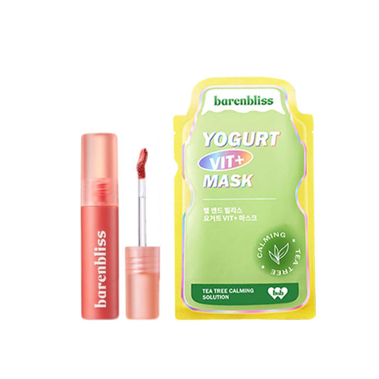 [Combo] Barenbliss Cherry Makes Cheerful Lip Velvet - 04 Wine Thrill+ [Free] Yogurt Vit+ Mask Calming Sheet Mask