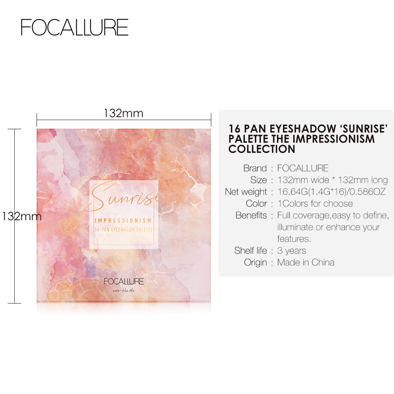 Focallure 16 Pan Eyeshadow Sunrise Palette The Impressionism Collection FA88