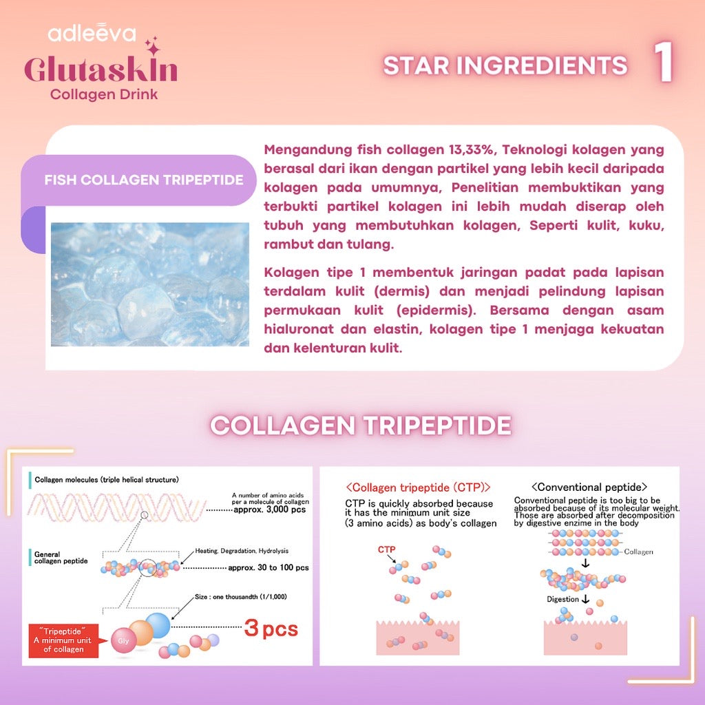 Adleeva Glutaskin Collagen Drink | 15 Sheets