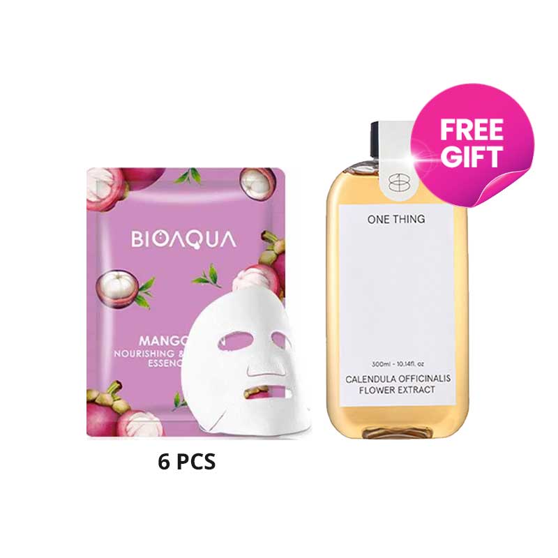 COMBO 6+1 BIOAQUA Mangosteen Nourishing & Brightening Essence Mask 25g FREE ONE THING