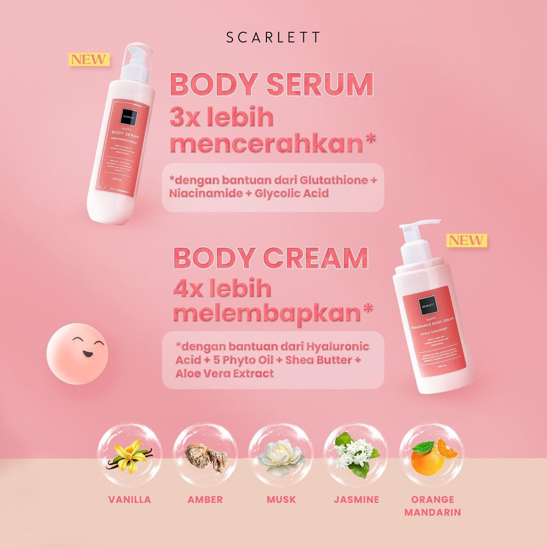 Scarlett Whitening Fragrance Body Cream Happy | 300 ml