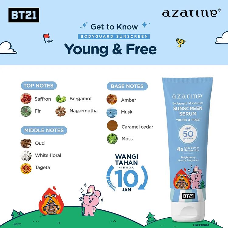 Azarine BT21 Bodyguard Moisturiser Sunscreen Serum Young & Free | 100 ml