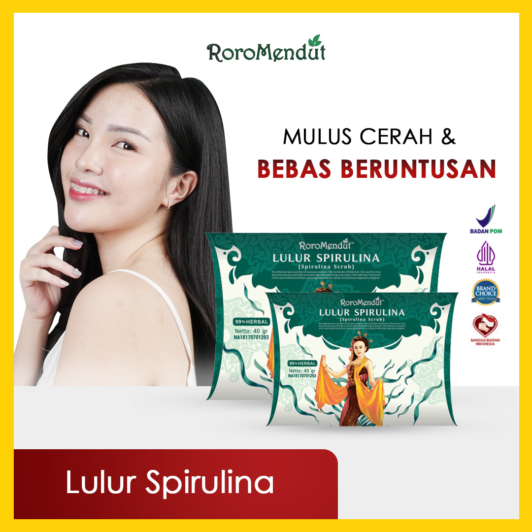 Roro Mendut Lulur Spirulina Whitening Anti Acne Face Scrub | 40 g