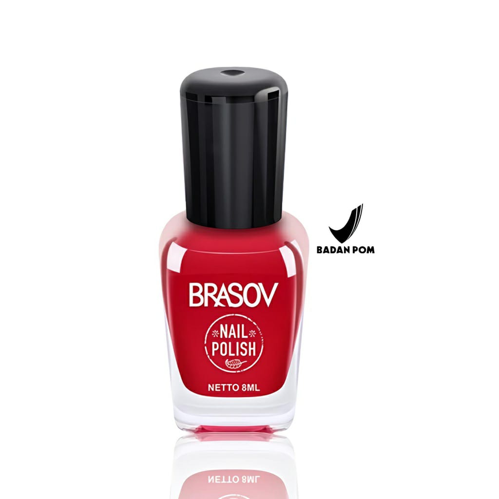 Brasov Nail Polish Single Colours : #01 (White), #37 (Red), #64 (Maroon), #65 (Clear), #104 (Black), #109 (Pink) | 12 Pcs / Box