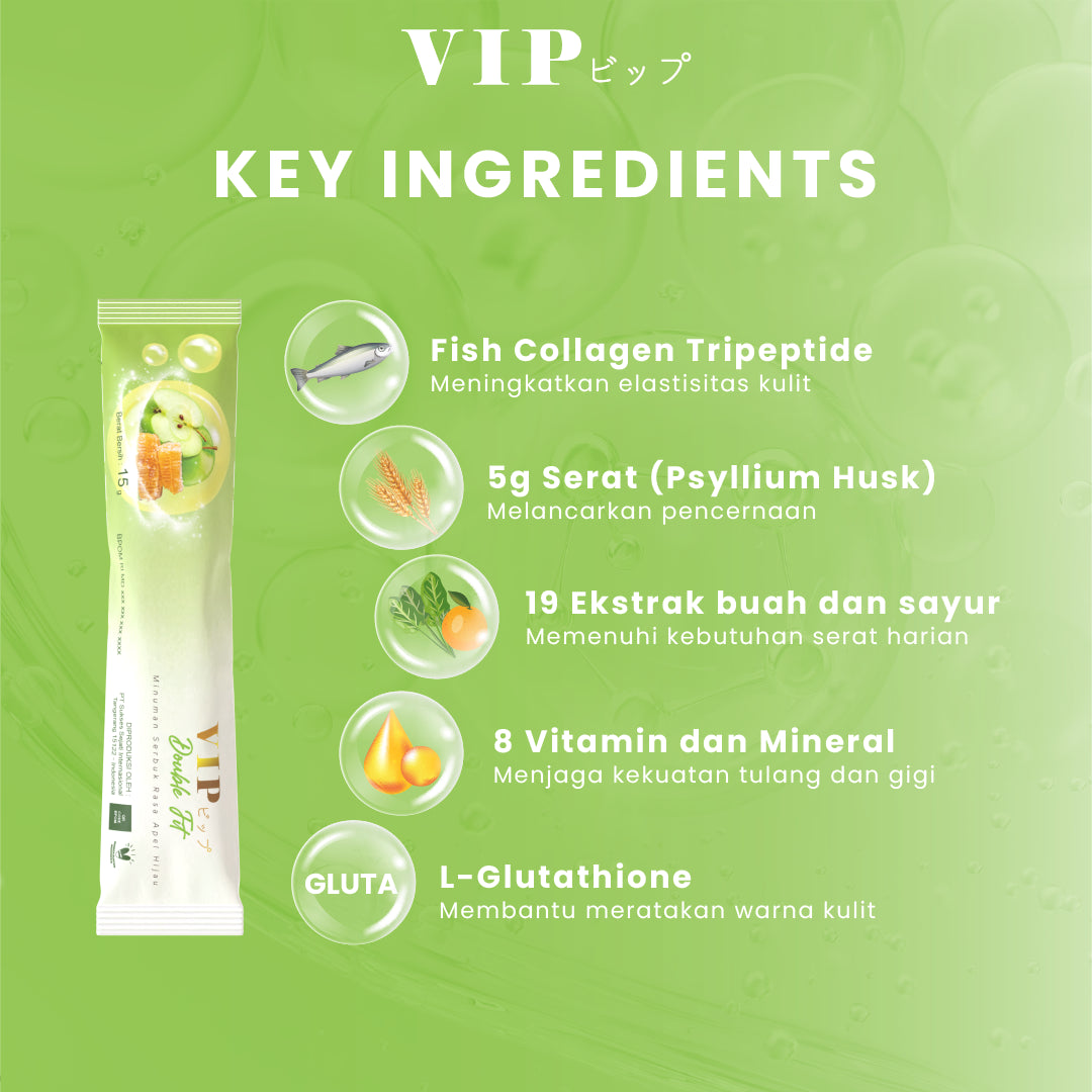 VIP Apple Double Fit (Collagen + Fiber) Travel Box 5 Sachet | 75g