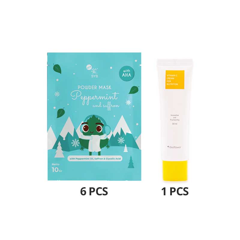 COMBO 6+1 Syb Powder Mask Peppermint and Saffron | 10 gr FREE Bellflower