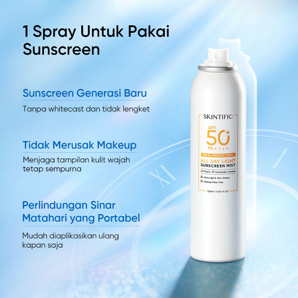 SKINTIFIC-All Day Light Sunscreen Mist SPF 50 PA++++ | 120ml