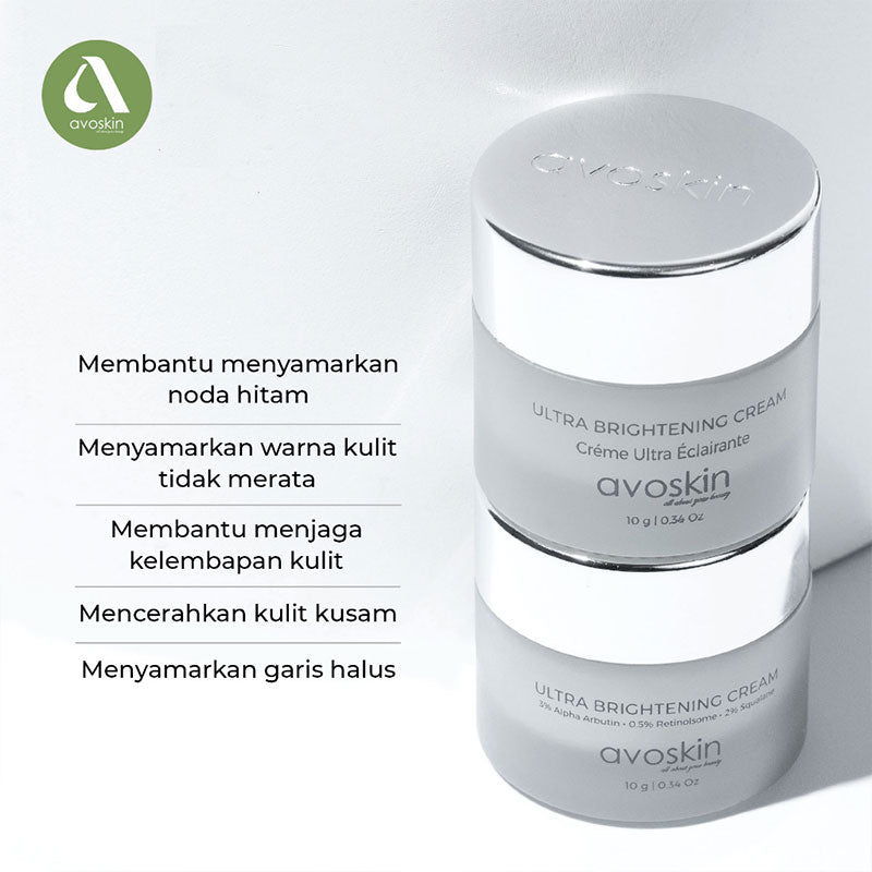 AVOSKIN Ultra Brightening Cream 3% Alpha Arbutin + 0.5% Retinolsome + 2% Squalane | 10 gr