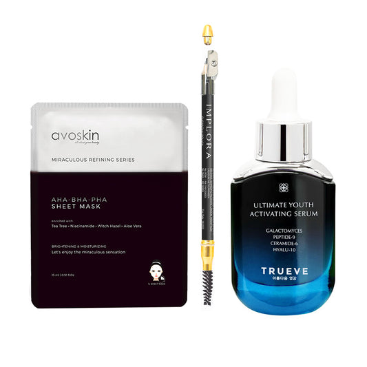 [Combo 6+4] Trueve Ultimate Youth Activating Serum (30 ml) + [Free x2] Implora Eye Pencil + [Free x2] Avoskin Sheet Mask