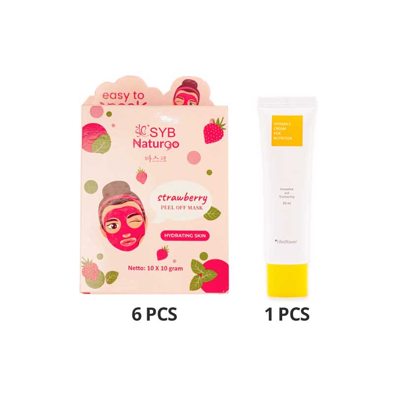 COMBO 6+1 Syb Natur90 Strawberry Peel Off Mask | Box 10 x 10 gr FREE Bellflower