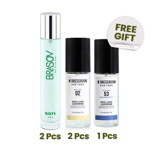 COMBO 4+1 Brasov EDP Soft (Hijau) | 50 ml & WDressroom No. 02 COCO Conut - 70 ml FREE Tester W Dressroom