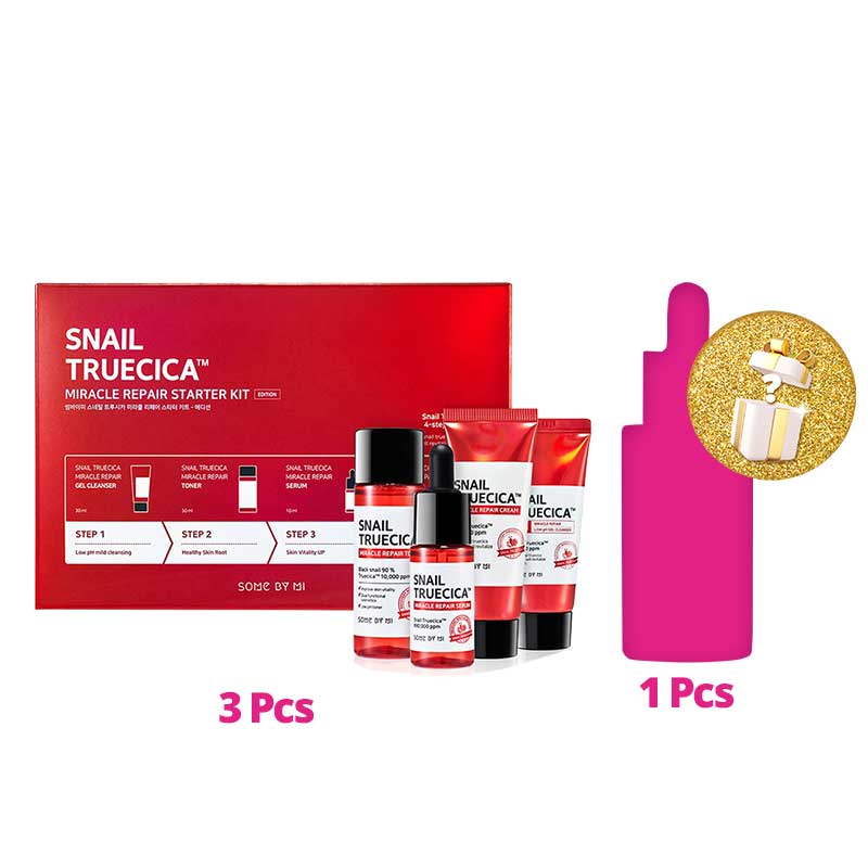 [Combo 3+1] Some By Mi Snail True Cica Miracle Repair Starter Kit Free Mystery Box