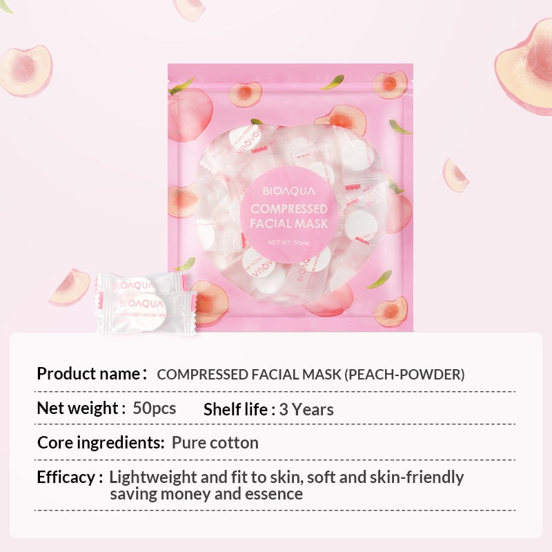 BIOAQUA Compressed Facial Mask (peach-powder) 50pcs