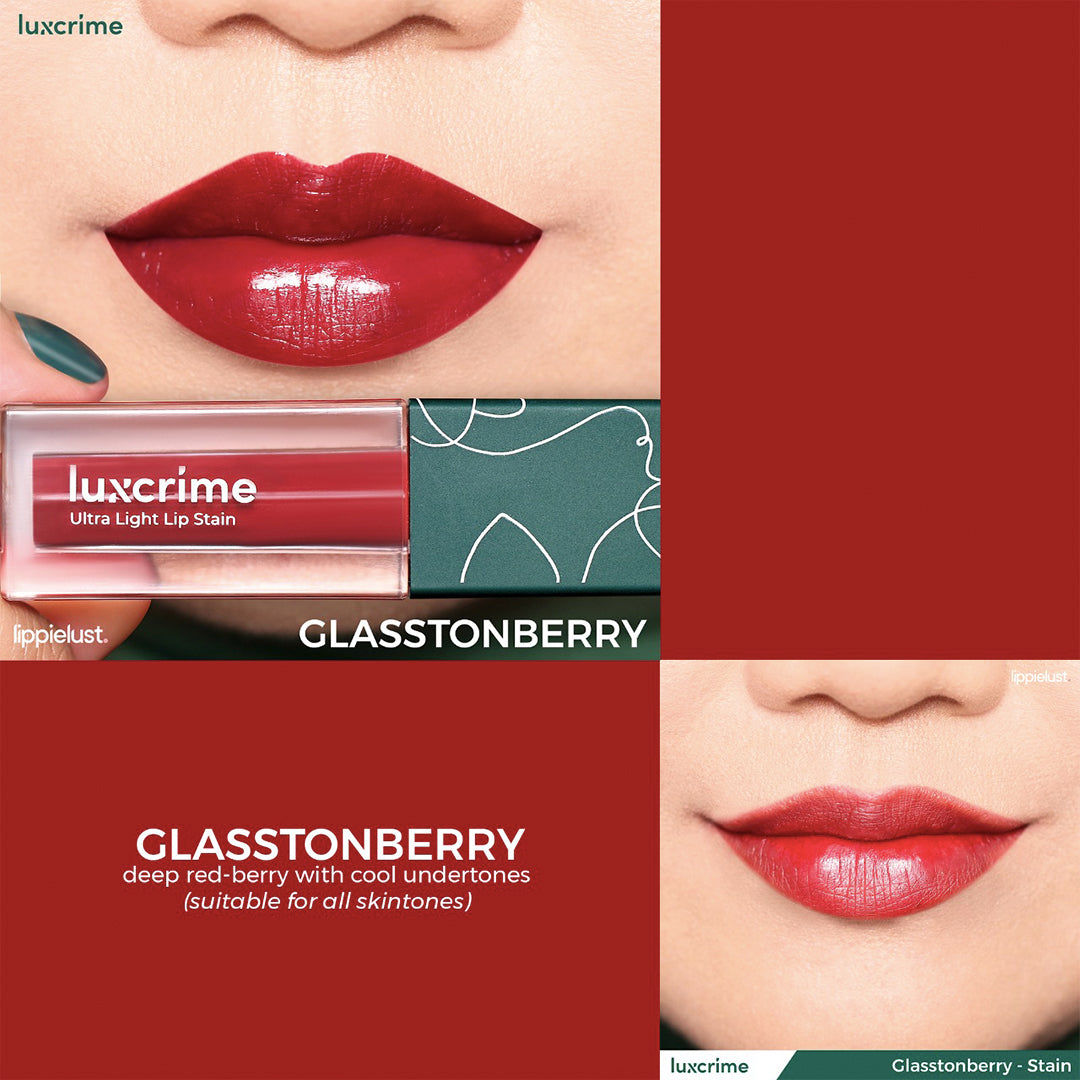 [Combo] Luxcrime Ultra Light Lip Stain Glasstonberry + Luxcrime 2nd Skin Luminous Cushion Honey + [Free] Bando Scrunchie Korea