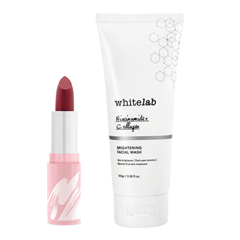 [Combo] Whitelab Brightening Facial Wash (100 g) + [Free] Pinkberry Lip Moist It's Wine