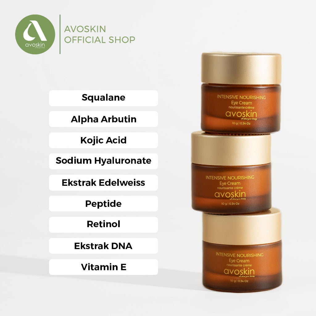 AVOSKIN Intensive Nourishing Eye Cream Alpha Arbutin + Squalane + Kojic Acid + Retinol + Peptide + Edelweiss Extract | 10 gr