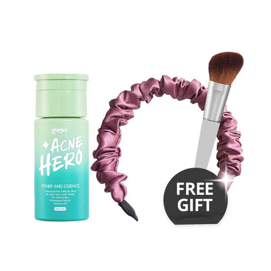 COMBO Gorjes Acne Hero Toner & Essence | 100 ml FREE Bando dan Make-up Brush