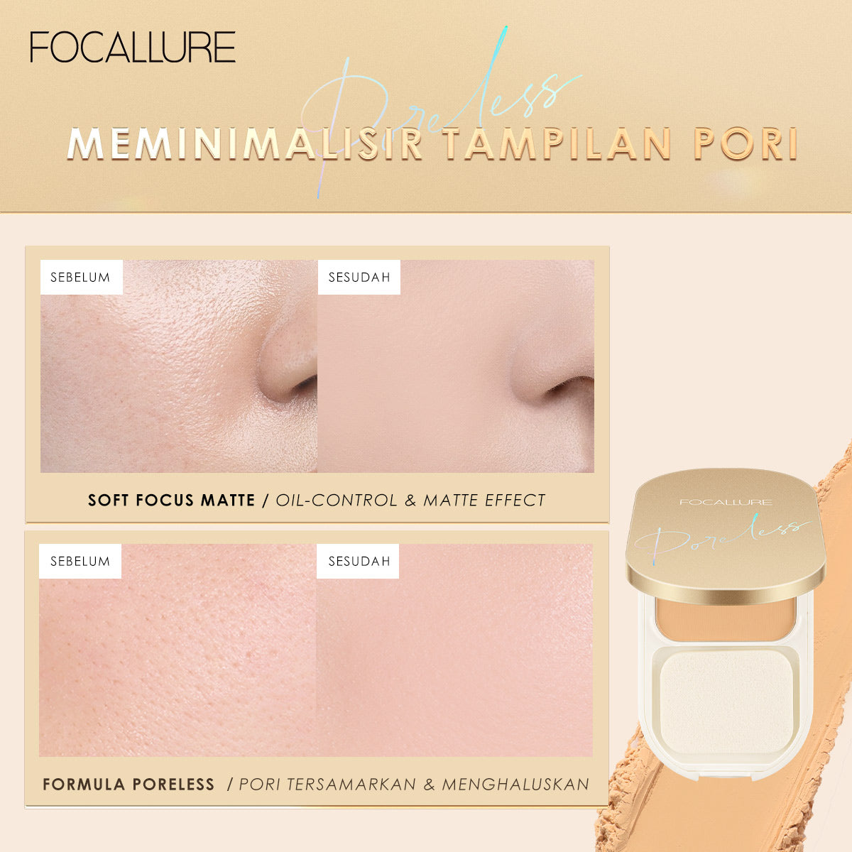 Focallure Lasting Poreless Compact Powder FA206 #202