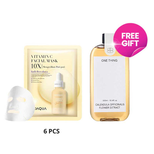 COMBO 6+1 BIOAQUA Vitamin C Facial Mask 28ml FREE ONE THING