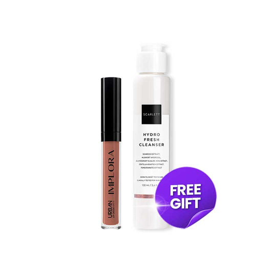 [Bundle 1+1] Implora Lip Cream - 01 Dusky Nude + Scarlett Whitening Age Delay - Hydro Fresh Cleanser | 100 ml