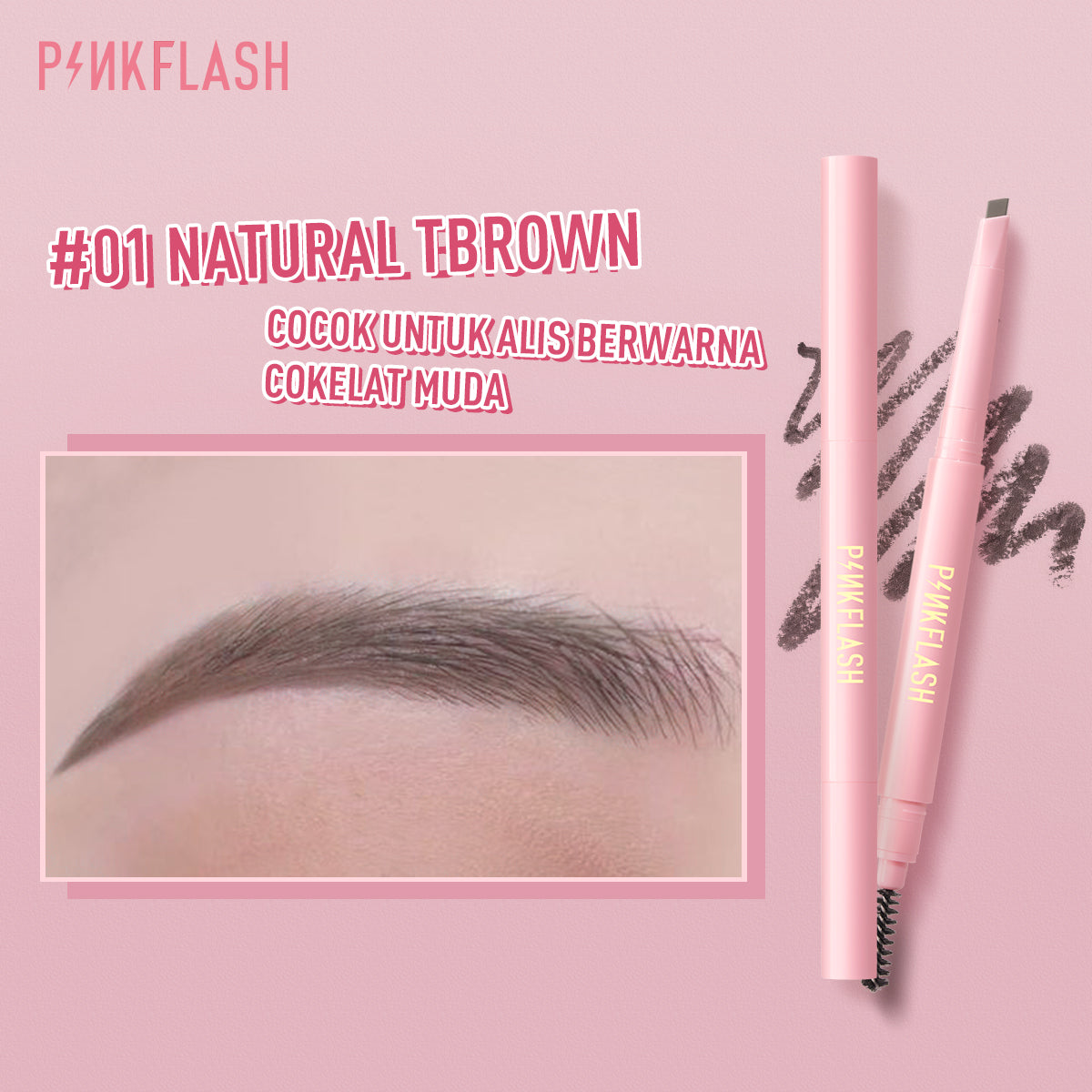 Pinkflash Waterproof Auto Eyebrow Pencil PF-E09 - #01 Natural Brown