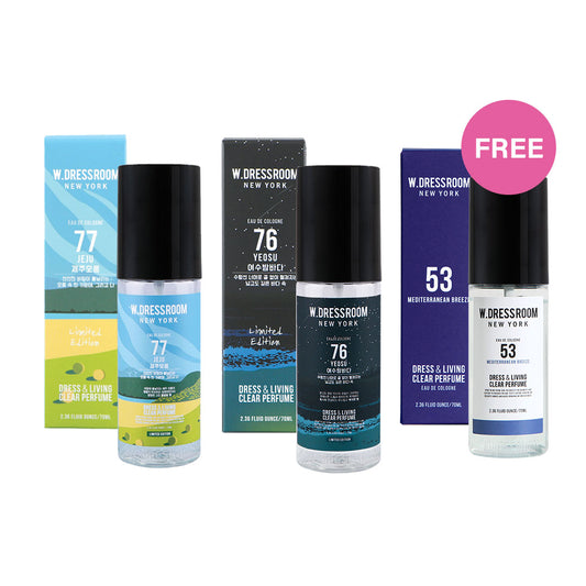 [Combo] W Dressroom Dress & Living Clear Perfume No. 77 Jeju (70 ml) + No. 76 Yeosu (70 ml) + [Free] No. 53 Mediterranian Breeze