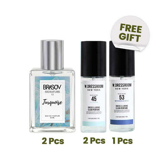 COMBO 4+1 Brasov EDP Signature - Turquoise 12 & WDressroom No. 45 Morning Rain - 70 ml FREE Tester W Dressroom