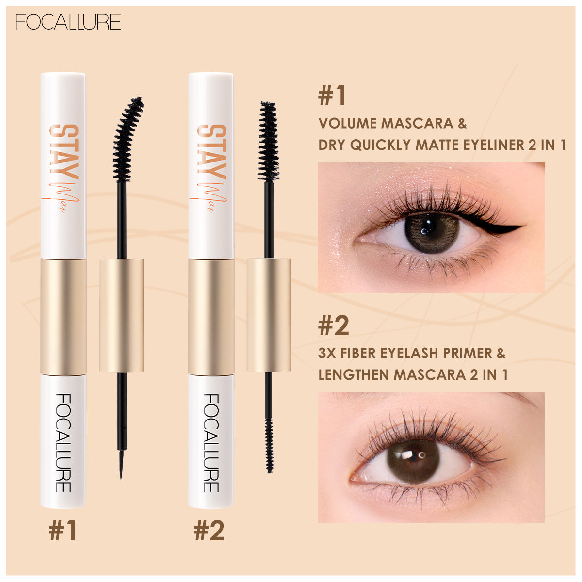 Focallure Waterproof Mascara & Eyeliner 2In1 FA160 #1