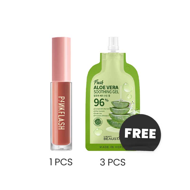 COMBO 1+2 Pinkflash L01 Lasting Matte Lipcream - O02 FREE BEAUSTA