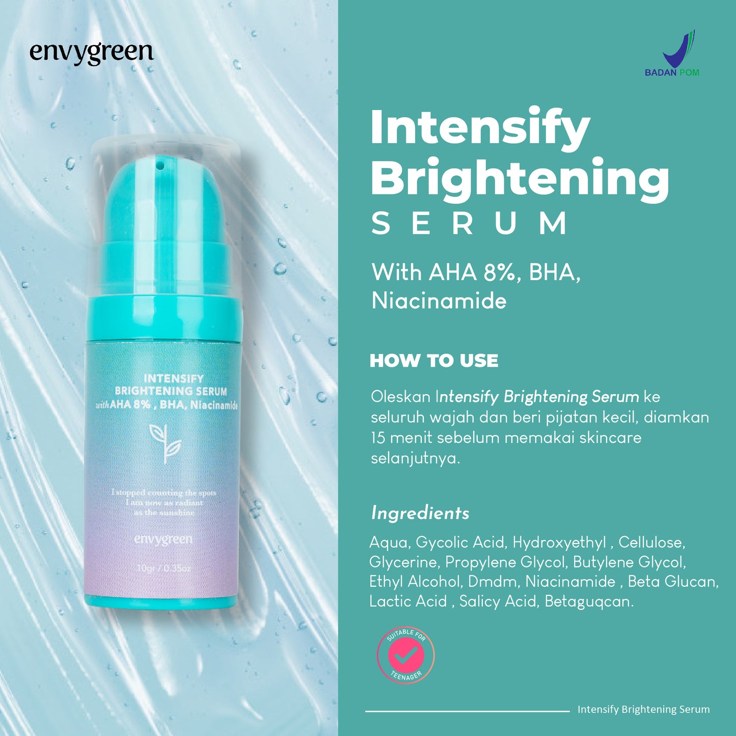 [ Not For Sale ] Envygreen Intensify Brightening Serum AHA 8% | 10 g