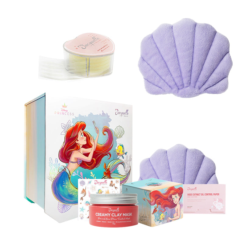 [Combo] Jacquelle Magic Wash Purple Shell (10 g) + Creamy Clay Mask Disney Princess Ariel Edition (100 g) + [Free] Sea Flow Invisible Eyelid Tape