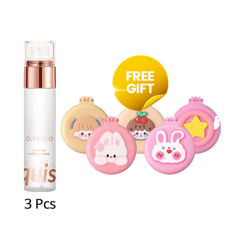 COMBO 3+1 O.TWO.O Fine Mist Makeup Setting Spray 50ml FREE 2 in 1 Comb & Mirror