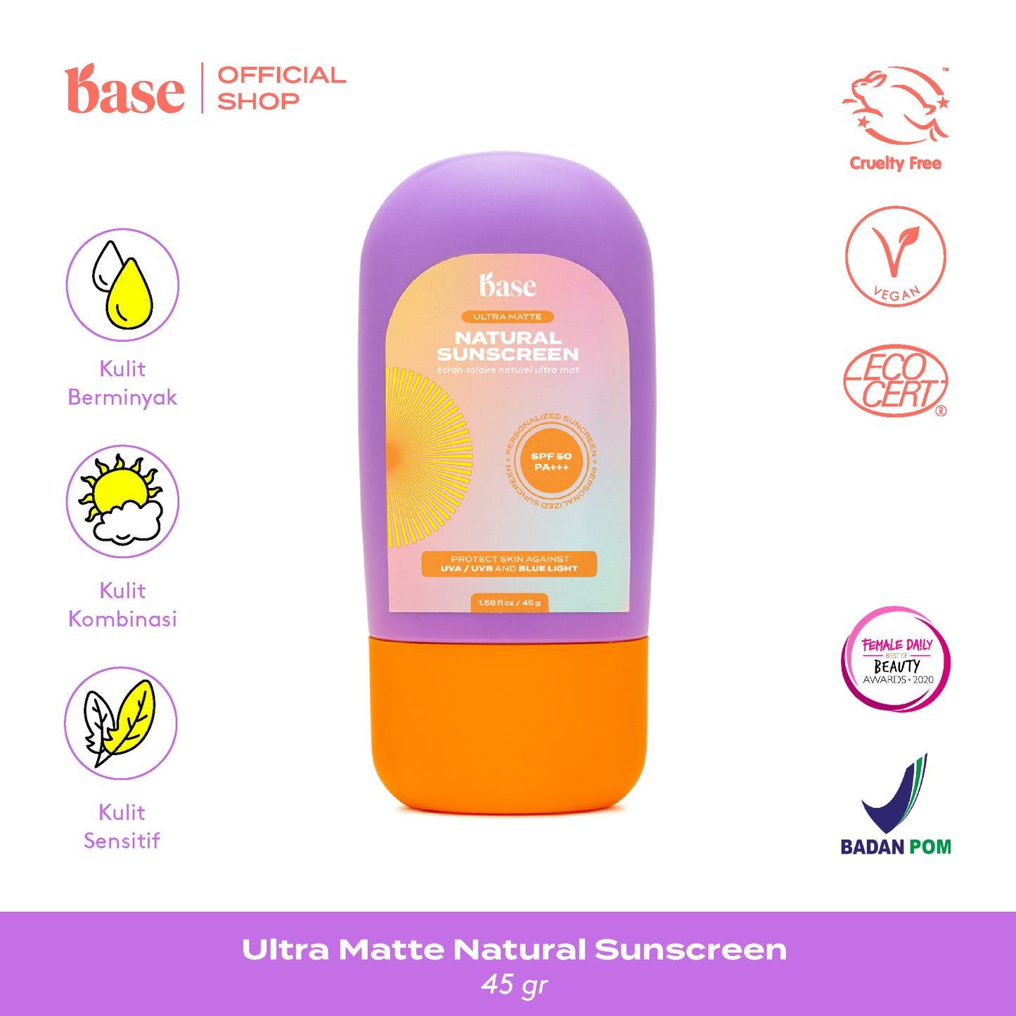 Base Ultra Matte Natural Sunscreen SPF 50 PA+++ | 45 g