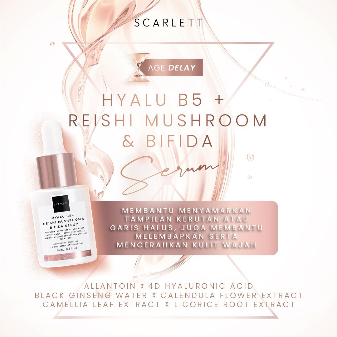 [Exp. Juni 2024] Scarlett Whitening Age Delay - Hyalu B5 + Reishi Mushroom & Bifida Serum | 15 ml