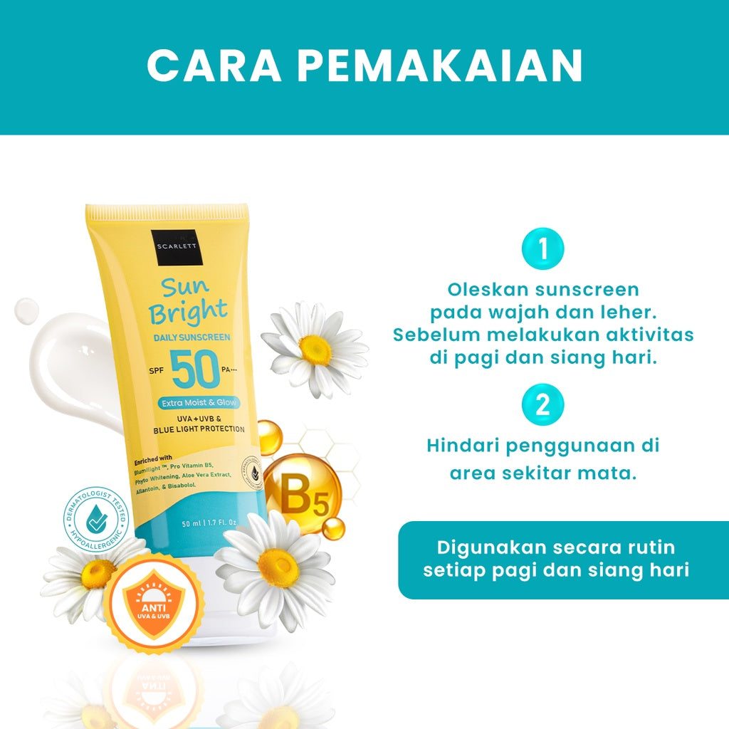 Scarlett Whitening Sunscreen Sun Bright Daily SPF 50 PA+++