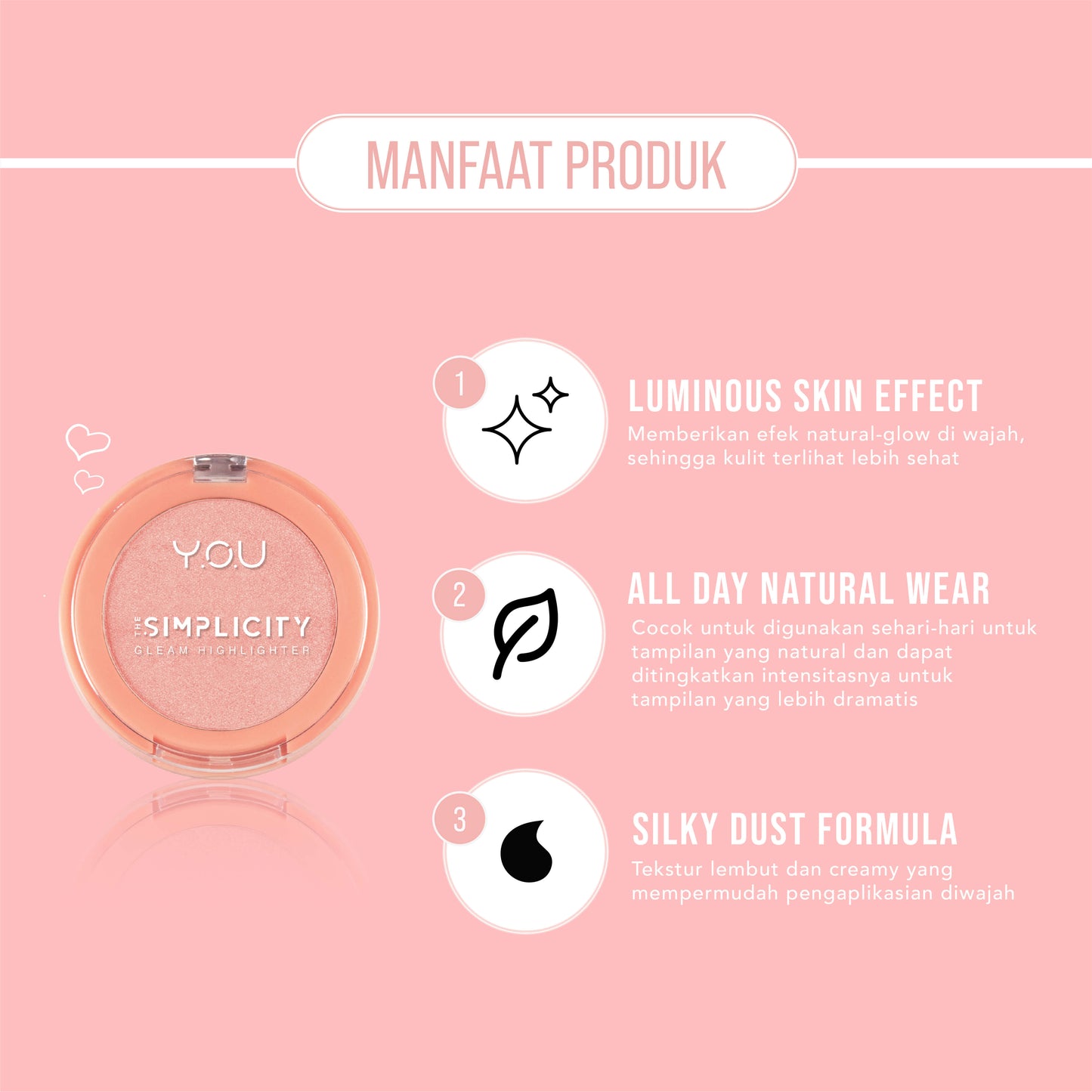 Y.O.U The Simplicity Gleam Highlighter - 01 Frosty Pink | 3.5 g