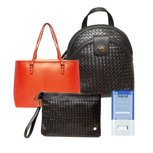 [Mega Combo] Sophie Martin Madelaine Bag + Brunbrun Paris Keynie Pouch (29x3.5x20cm) + Ingrid UV Stick Sunscreen + [Free] Orange Tote Bag