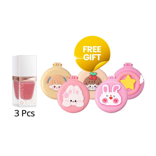 COMBO 3+1 O.Two.O Liquid Blush Fard A Joues Liquide #03 FREE 2 in 1 Comb & Mirror