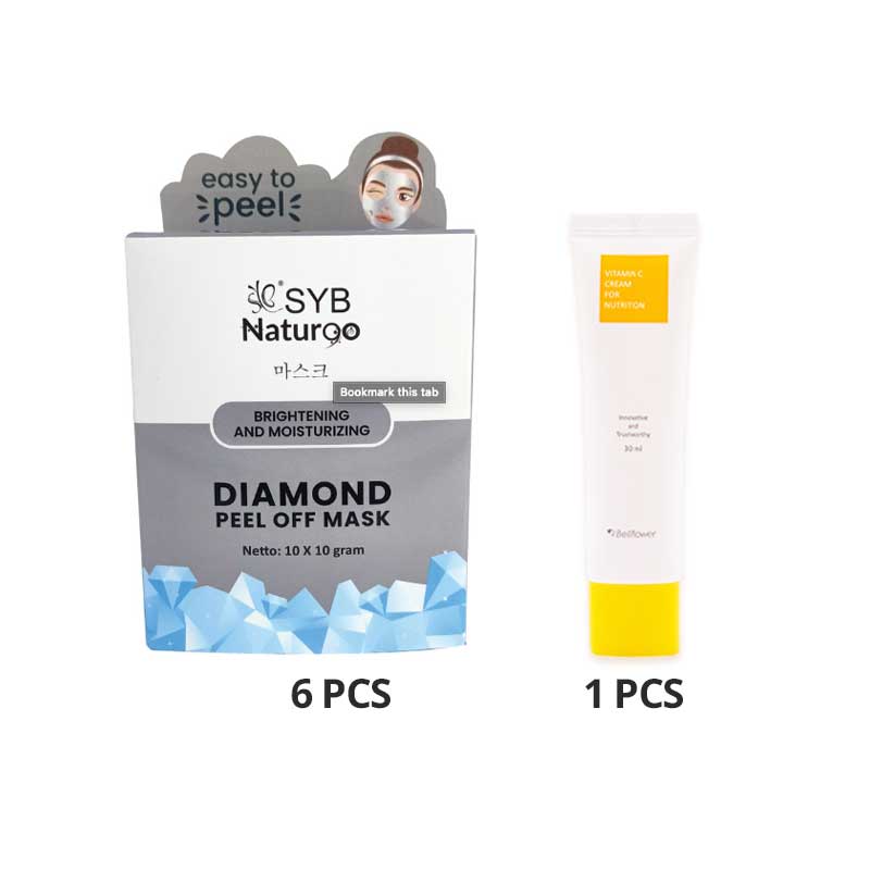 COMBO 6+1 Syb Natur90 Diomond Peel Off Mask | Box 10 x 10 gr FREE Bellflower