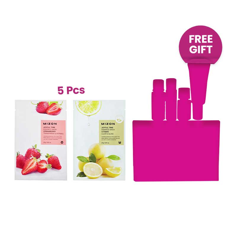 [Combo 10+1] Mizon Joyful Time Essence Mask - Vitamin 5pcs + Mizon Joyful Time Essence Mask-Aloe 5pcs free mystery box