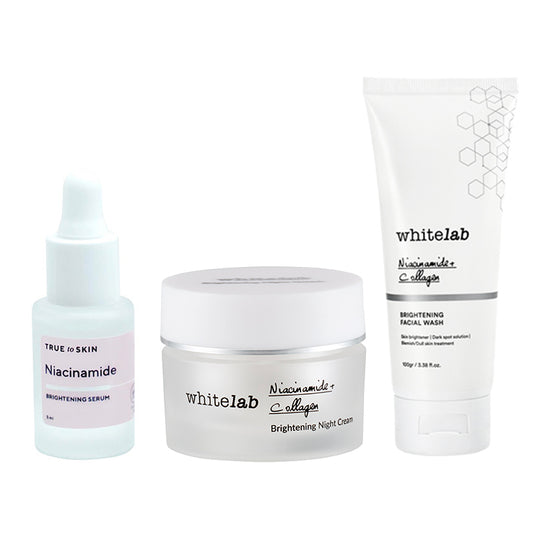 [Combo] Whitelab Brightening Night Cream + Facial Wash (100 g) + [Free] True To Skin Serum Mini