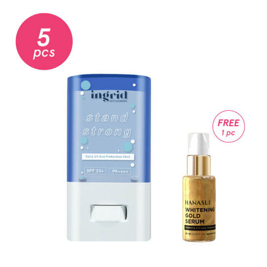 [Combo 5+1] Ingrid UV Stick Sunscreen + [Free] Hanasui Serum Whitening Gold