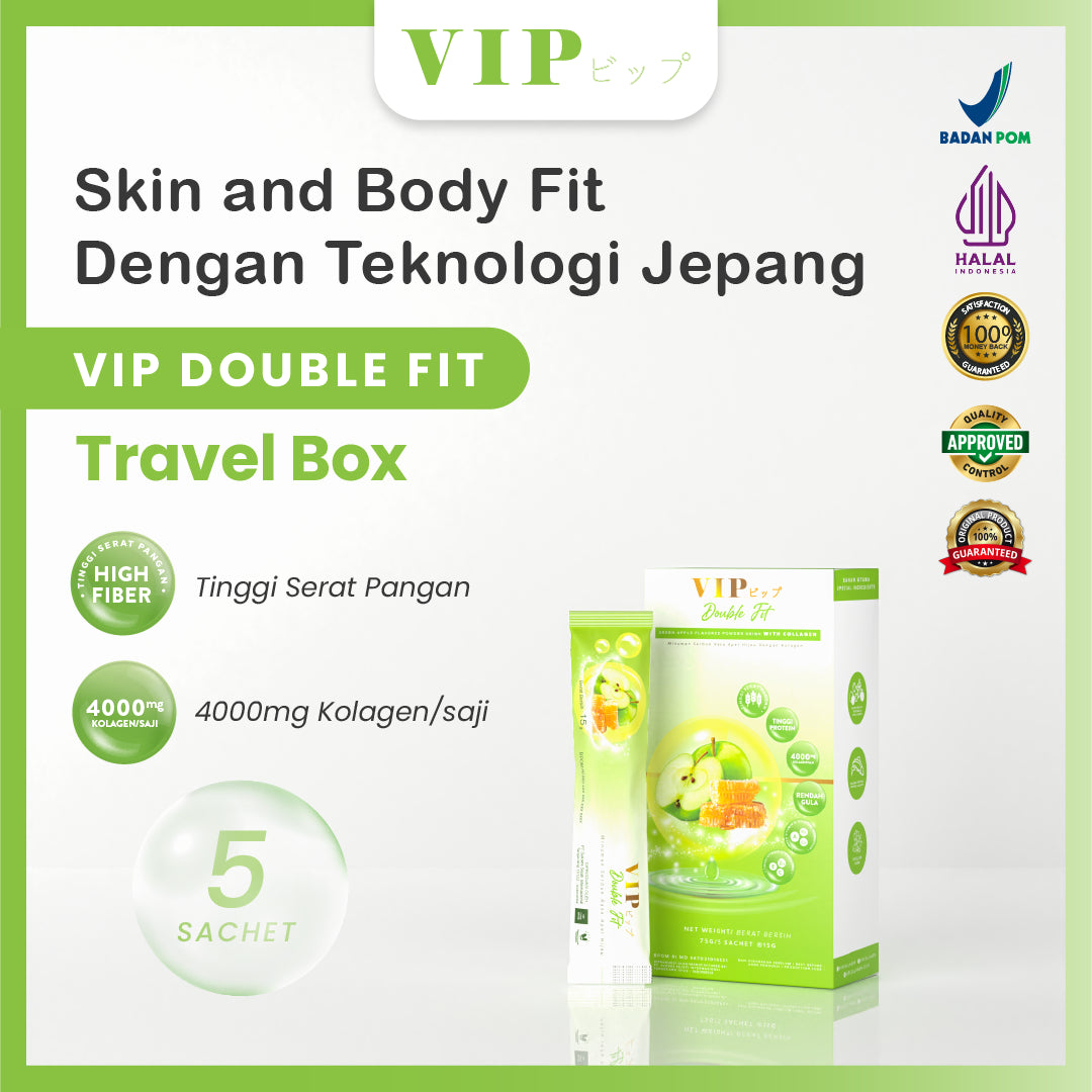 VIP Apple Double Fit (Collagen + Fiber) Travel Box 5 Sachet | 75g