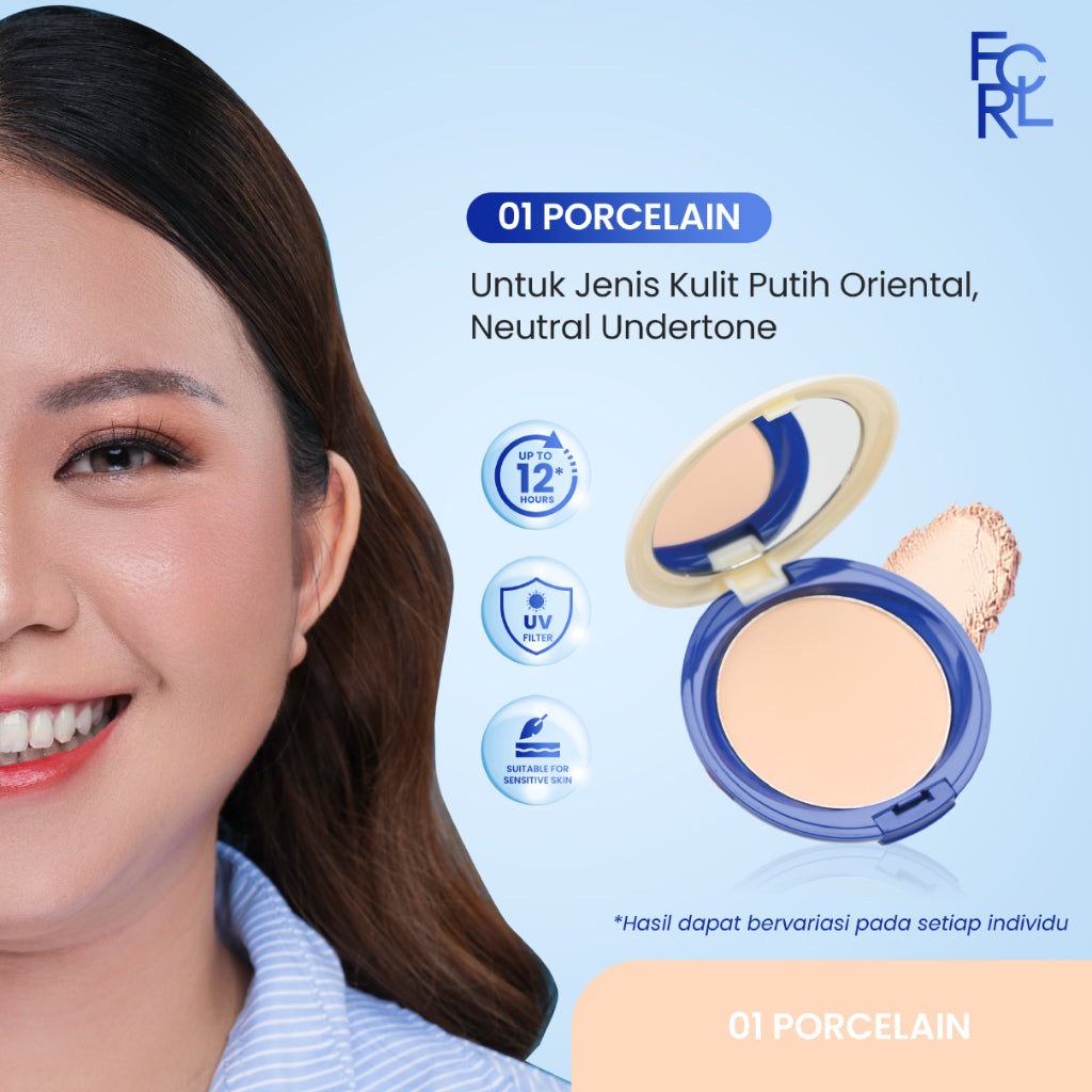 FOCALLURE Always Keep Me Covered Compact Powder - 01 PORCELAIN