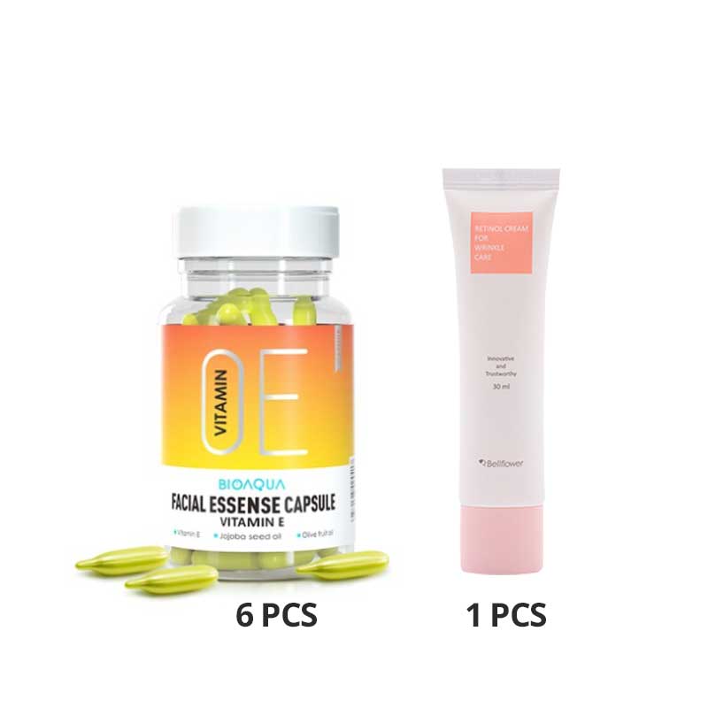 COMBO 6+1 Bio Aqua Vitamin Facial Essense 60 caps Free Bellflower