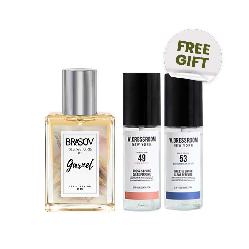 COMBO 2+1 Brasov EDP - Signature Garnet 01 & W.DRESSROOM No. 49 Peach Blossom (30ml) FREE Tester W Dressroom